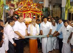 திருச்சி மலைக்கோட்டை கோயிலில் புதிய மரத்தேர் வெள்ளோட்டம் - வடம் பிடித்து இழுத்த அமைச்சர்கள்