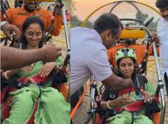 Supriya Sule : जेजुरी येथे सुप्रिया सुळे यांनी केली फ्लाईंग रॅनो पॅराग्लायडिंगची राईड