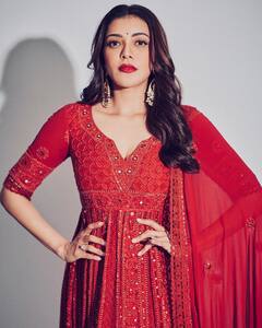 Kajal Photos : రోజాపువ్వులా రెడ్​ డ్రెస్​లో మెరిసిపోతున్న టాలీవుడ్ చందమామ