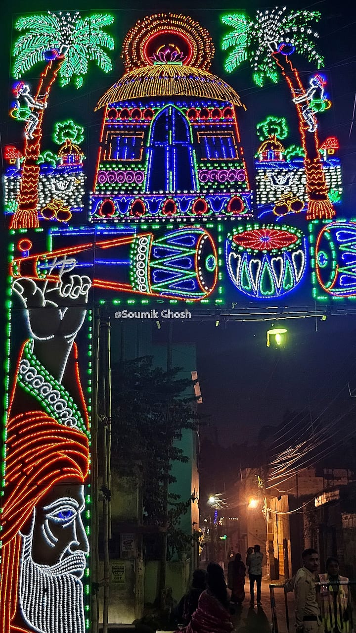 The festival fosters a robust communal spirit as individuals unite to revel in the festivities, share happiness, and engage in diverse cultural happenings. (Image Source: Facebook/ Soumik Ghosh)