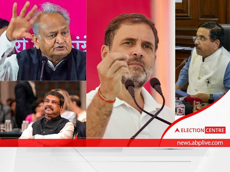 assembly elections 2023 rahul gandhi ec notice bjp vs congress gehlot dharmendra pradhan pralhad War Of Words, Poster Battle Between BJP, Congress Over EC Notice To Rahul Gandhi For Remarks Against PM Modi