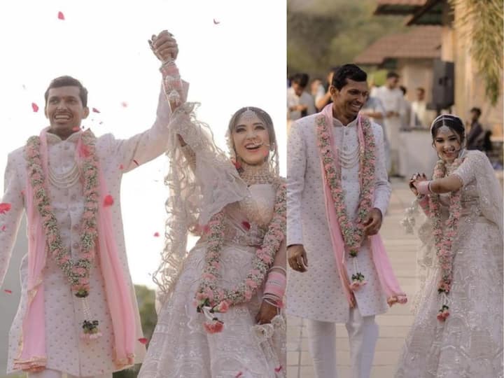 Indian fast bowler Navdeep Saini married his girlfriend Swati Asthana shares wedding pictures in instagram Navdeep Saini Wedding: காதலியை கரம்பிடித்த இந்திய வேகப்பந்து வீச்சாளர்! நவ்தீப் சைனிக்கு குவியும் வாழ்த்துகள்!