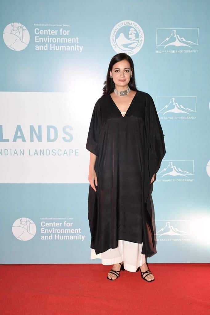 Dia Mirza also attended the event wearing a black kaftan and cream palazzo pants.