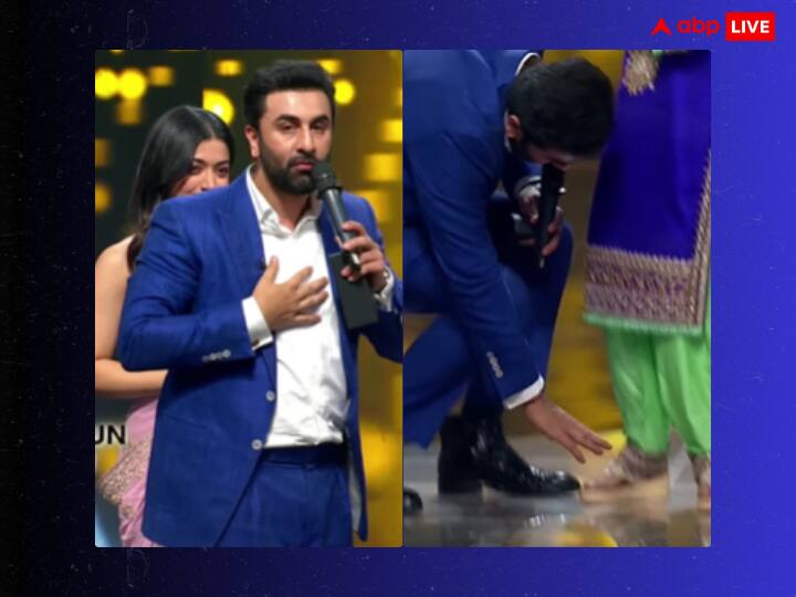 Ranbir Kapoor and Rashmika Mandanna at Indian Idol 14 to promote Animal Actor touches contestant Menuka Poduel feet Indian Idol 14: फिल्म Animal को प्रमोट करने पहुंचे रणबीर कपूर और रश्मिका मंदाना, ऐसा क्या हुआ कि एक्टर को इस कंटेस्टेंट के छूने पड़े पैर?