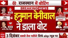 Rajasthan Election Voting : राजस्थान में वोटिंग जारी, हनुमान बेनीवाल ने डाला वोट | Congress