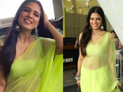 Malavika Mohanan Photos : பச்சை நிறப் புடவையில் ஏர்போட்டிற்கு வந்திறங்கிய மாளவிகா மோகனன்..!