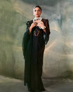 Bhumi Pednekar Slays Black Saree With A Twist - See Pics