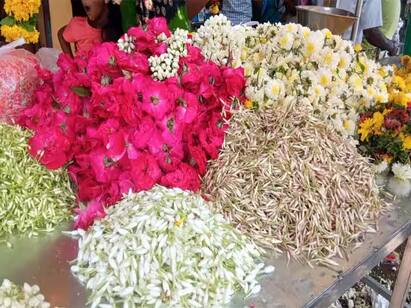 Karthigai Deepam, Sabarimala season  flower prices High in Theni, Dindigul TNN கார்த்திகை தீபம், சபரிமலை சீசன் தேனி , திண்டுக்கல்லில் பூக்கள் விலை உச்சம்
