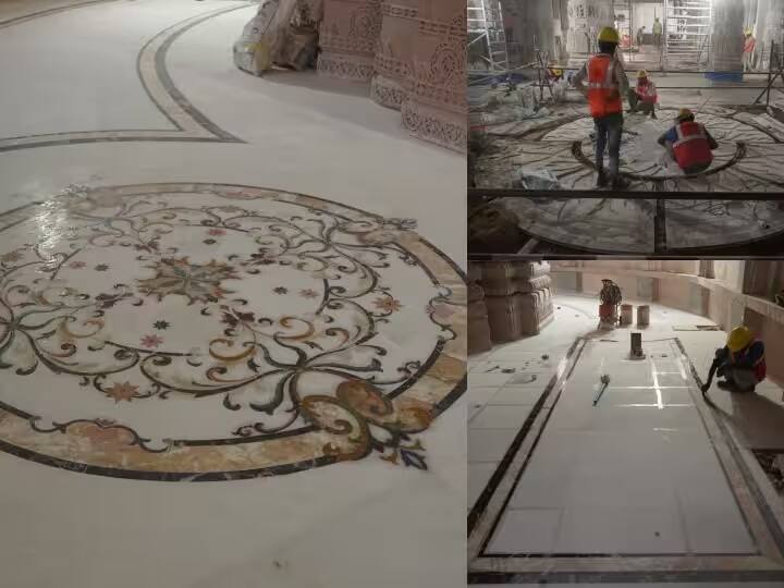 Ayodhya Ram Mandir: અયોધ્યા રામમંદિરને લઇને હવે મોટા સમાચાર સામે આવ્યા છે. મંદિરને અભિષેક સમારોહ માટે તૈયાર કરવાનું કામ પૂરજોશમાં ચાલી રહ્યું છે. આ દરમિયાન રામ મંદિરના ફ્લૉર પર ચાલી રહેલા કામની અદભુત તસવીરો સામે આવી છે. ખાસ વાત છે કે, આગામી 22 જાન્યુઆરી 2024એ ભવ્ય સમારોહ યોજાવવાનો છે....