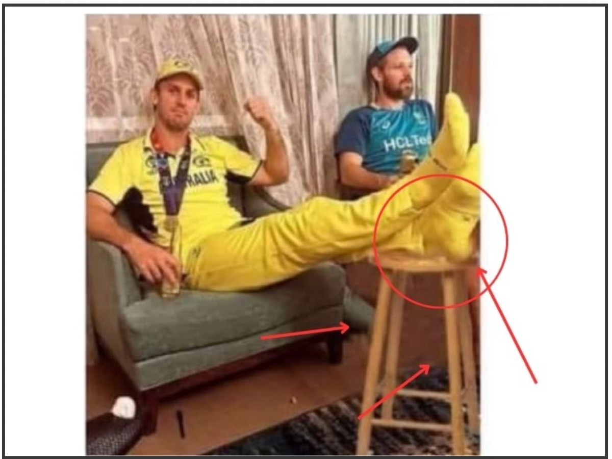 Fact Check: Mitchell Marsh Viral Photo Edited To Claim He Did Not Rest His Legs On World Cup Trophy