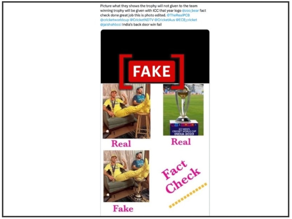 Fact Check: Mitchell Marsh Viral Photo Edited To Claim He Did Not Rest His Legs On World Cup Trophy