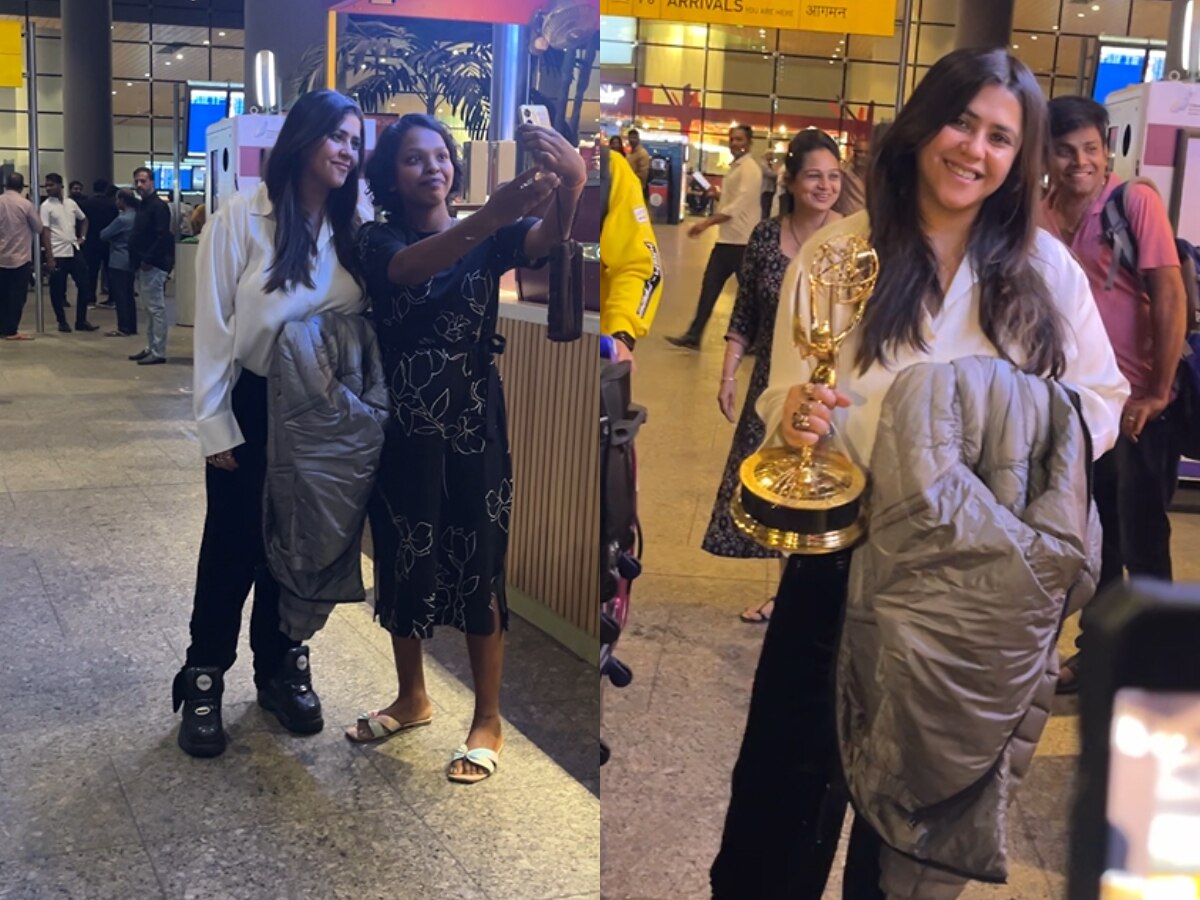 Ektaa Kapoor Returns To India After Winning 51st International Emmys, Poses At The Airport