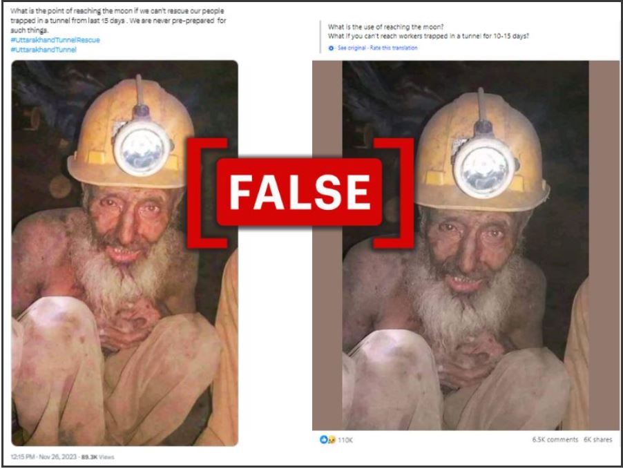 Fact Check: Viral Image Of Construction Worker Not From Uttarakhand Tunnel Collapse