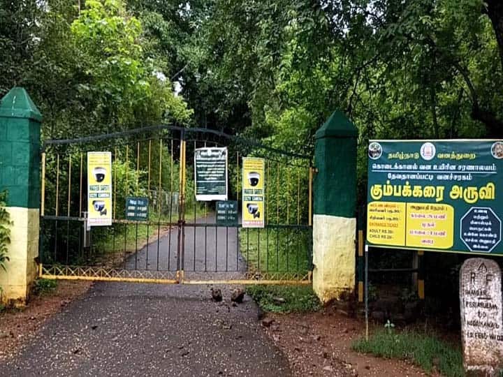 கும்பக்கரை அருவி செல்லும் நுழைவு வாயில் அடைக்கப்பட்டுள்ளது