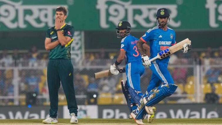 IND vs AUS 3rd T20 India give target 223 runs to Australia Innings highlights Barsapara Stadium IND Vs AUS, Innings Highlights: দুর্দান্ত শতরান রুতুর, যোগ্য সঙ্গ দিলেন সূর্য, তিলক, অস্ট্রেলিয়াকে ২২৩ রানের টার্গেট দিল ভারত