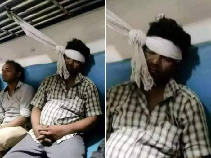 ट्रेन में सफर के दौरान अक्सर लोगों को सीट नहीं मिलती. ऐसे में लोग देसी जुगाड़ कर आराम फरमाना चाहते हैं.