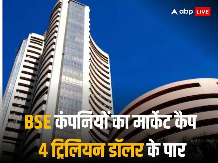 BSE listed companies hits M-cap of 4 trillion dollar mark for first time ever in Indian Stock Market History BSE पर लिस्टेड कंपनियों का धमाकेदार प्रदर्शन, मार्केट कैप पहली बार 4 ट्रिलियन डॉलर के पार निकला
