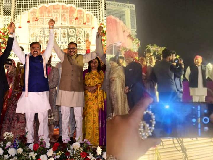 लखनऊ में मंगलवार रात भारतीय जनता पार्टी के एमएलसी रामचंद्र प्रधान के बेटे और समाजवादी पार्टी इंद्रजीत सरोज की बेटी की शादी संपन्न हुई. इस शादी में योगी सरकार और विपक्ष के कई बड़े नेता पहुंचे.