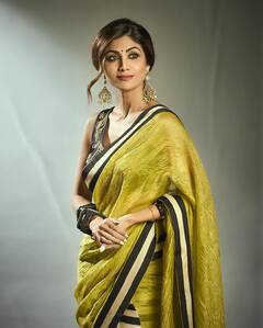 Shilpa Shetty Shines In Yellow Striped Saree; Check Out All Pics