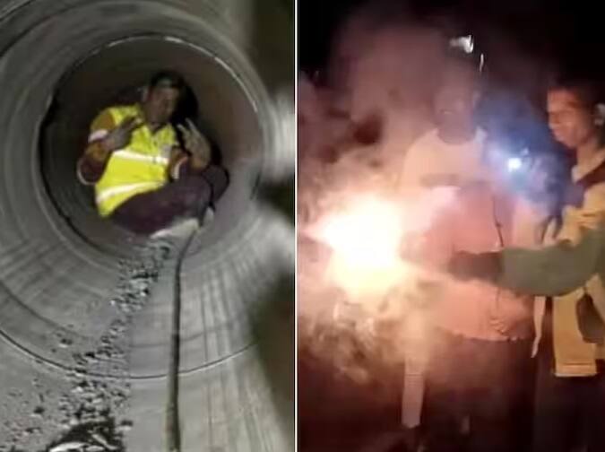 Uttarkashi Tunnel Rescue: Families of the 41 Uttarkashi tunnel workers celebrate the safe evacuation with joy, crackers, and sweets Uttarkashi Tunnel Rescue: ઉત્તરકાશી સુરંગમાંથી બહાર આવેલા મજૂરોના પરિવારજનોએ ફોડ્યા ફટાકડા, મીઠાઇઓ વહેંચી