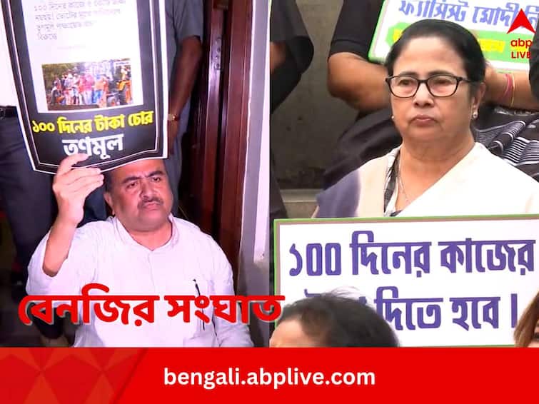 West Bengal Assembly Suvendu Adhikari calls Mamata Banerjee Thief TMC reacts Lal Bazar Police at the spot West Bengal Assembly: মাঝে ৩০ ফুটের ব্যবধান, বিধানসভা চত্বরে রণংদেহি TMC-BJP, মাঝে ঢাল হয়ে দাঁড়াল লালবাজার