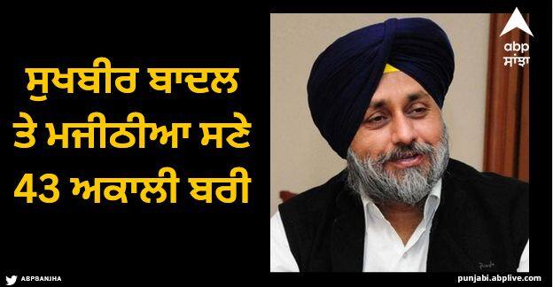 The court today acquitted 43 people including Shiromani Akali Dal president Sukhbir Singh Badal and Bikram Singh Majithia in a case. Firozpur News: ਸੁਖਬੀਰ ਬਾਦਲ ਤੇ ਮਜੀਠੀਆ ਸਣੇ 43 ਅਕਾਲੀ ਬਰੀ, 2017 'ਚ ਦਰਜ ਹੋਇਆ ਸੀ ਮੁਕੱਦਮਾ