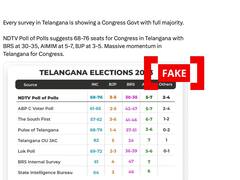Fact Check: 'Poll Of Polls' Screenshot Predicting Congress Win In Telangana Is Fake