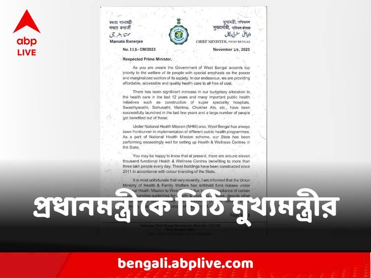 CM Mamata Banerjee Letter To PM Narendra Modi On Allegation Of Deprivation By Centre On National Health Mission CM Mamata Banerjee:স্বাস্থ্য খাতে বরাদ্দ আটকে দেওয়ার অভিযোগে ধর্নার মধ্যেই প্রধানমন্ত্রীকে চিঠি মুখ্যমন্ত্রীর