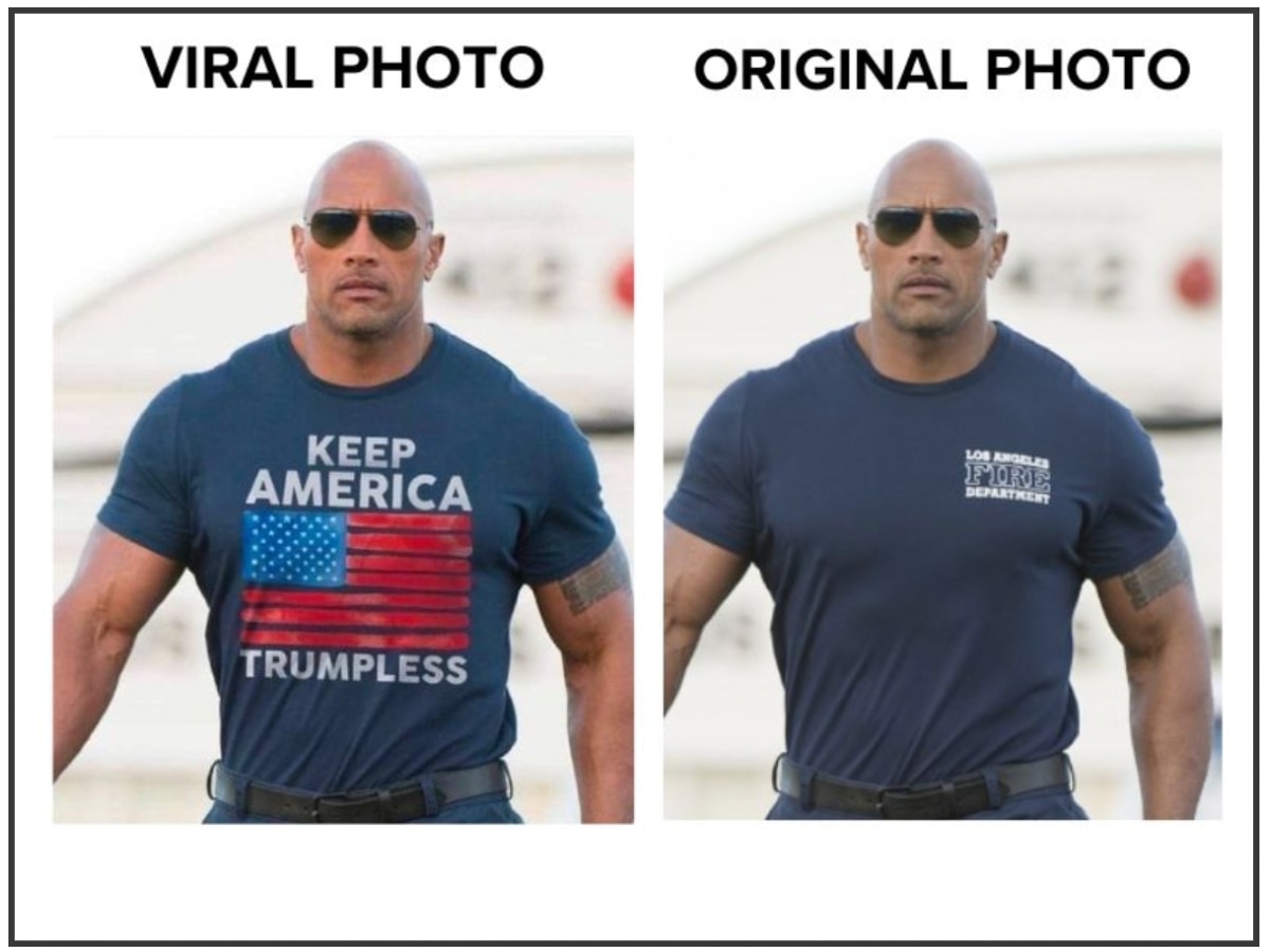 Fact Check: Dwayne Johnson Photo In ‘Keep America Trumpless’ T-shirt Is Edited