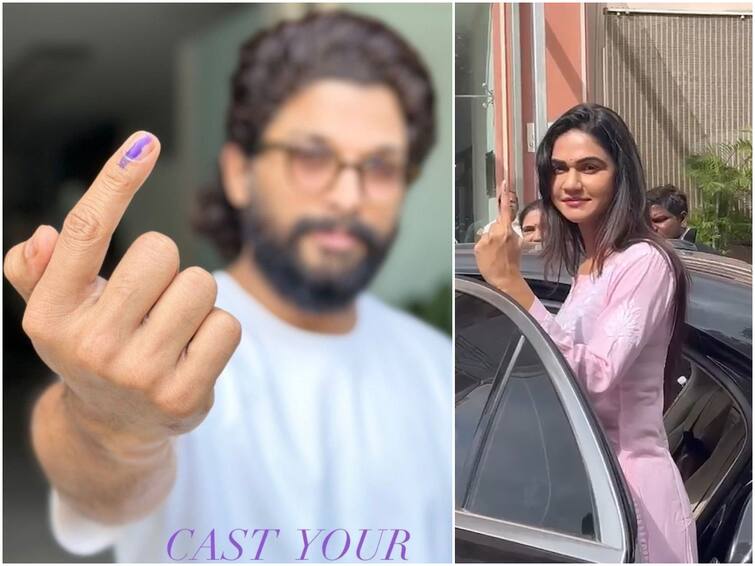 Telangana Elections 2023 Allu Arjun and Wife Sneha Reddy Cast Their Vote in Separate Polling Booths Allu Arjun: విడివిడిగా ఓటు వేసిన అల్లు అర్జున్, ఆయన భార్య స్నేహ - వేర్వేరుగా వెళ్లడంతో...