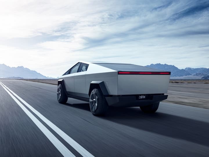 The Cyberbeast, the most powerful variant, outputs 845 hp with tri motors, achieving a 0-100 acceleration in just 2.6 seconds in Beast mode.  Key features include a five-seater capacity, all-terrain tires, and a massive light bar that illuminates an area equivalent to five football fields.(Source: Tesla)