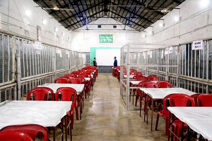 A facility at old central jail for counting of votes for the Madhya Pradesh Assembly election, in Bhopal, Saturday, Dec. 2, 2023. (PTI Photo)
