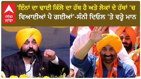 Punjab Politics | 'ਸੰਨੀ ਦਿਓਲ ਦਾ ਢਾਈ ਕਿੱਲੋ ਦਾ ਹੱਥ ਹੈ ਅਤੇ ਲੋਕਾਂ ਦੇ ਹੱਥਾਂ 'ਚ ਵਿਆਈਆਂ ਪੈ ਗਈਆਂ'-ਮਾਨ