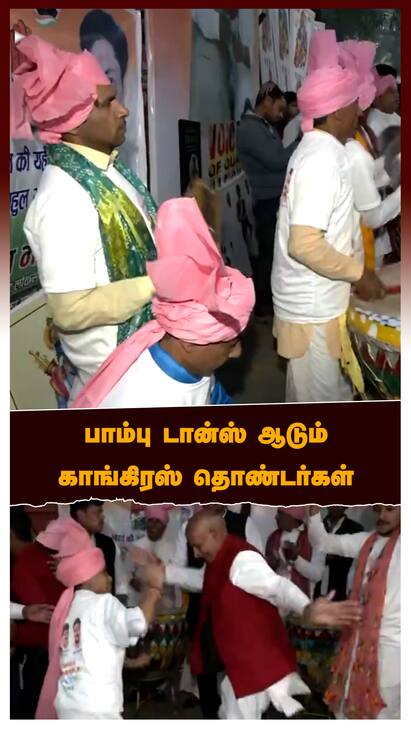 Congress celebration - watch video Congress celebration : பாம்பு டான்ஸ் ஆடும் காங்கிரஸ் தொண்டர்கள்