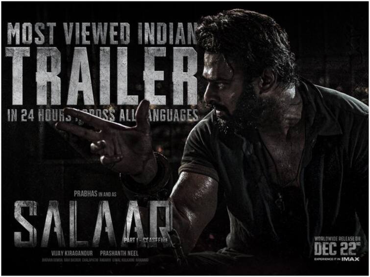 saalaar trailer breaks kgf 2 records and creates a new benchmark Salaar Trailer : యూట్యూబ్‌లో దుమ్ములేపిన 'సలార్' ట్రైలర్ - 'KGF2' తో పాటూ అన్ని రికార్డులు బద్దలు!