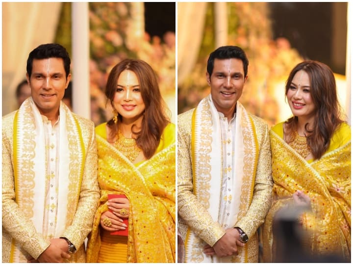 Randeep-Lin Wedding Reception: एक्टर रणदीप हुड्डा ने 29 नवंबर को अपनी गर्लफ्रेंड लिन लैशराम संग शादी रचाई है. वहीं, अब कपल ने अपने फैमिली और फ्रेंडस् के लिए एक ग्रैंड रिसेप्शन होस्ट किया है.