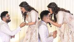 Sandipta-Soumya Engagement: আংটিবদল করার সময় সৌম্যর কপালে চুম্বন আঁকলেন সন্দীপ্তা.. বাগদান মনে করাল বলিউডকে