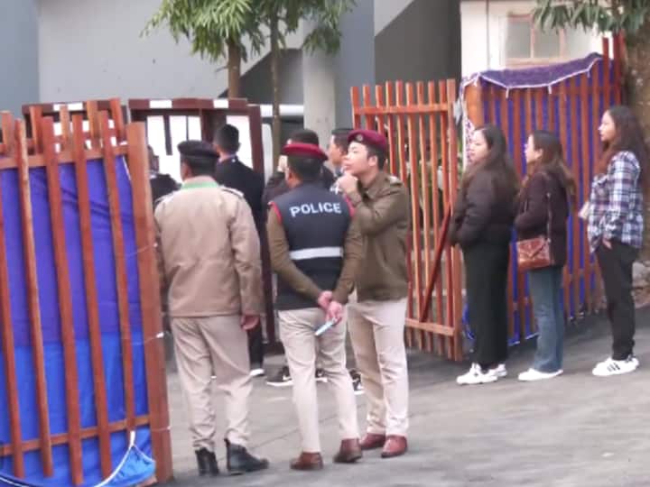 Security stepped up at the counting centre in Serchhip where the counting of votes for the Mizoram Assembly Elections is being held. (Source: ANI)