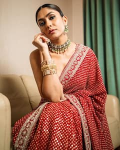Mrunal Thakur Radiates Elegance In A Red Saree; SEE PICS