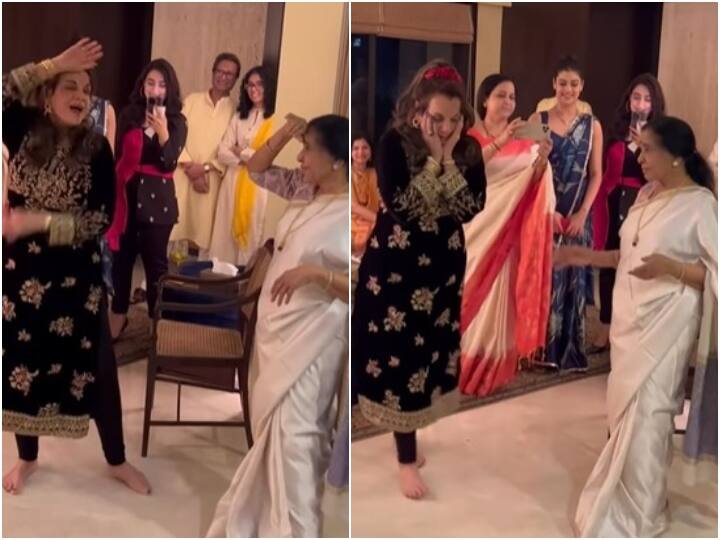 veteran actress mumtaz dances with asha bhosle on koi sehri babu song fans says old is gold video viral Video: 'कोई शहरी बाबू' पर जमकर थिरकीं Mumtaaz और आशा भोसले, लोगों ने कहा- 'ओल्ड इज गोल्ड'
