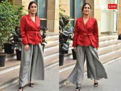 Kareena Kapoor Photos: रेड ब्लेजर के साथ ग्रे प्लाजो पहने इवेंट में स्पॉट हुईं करीना कपूर...यूजर्स बोले - ‘आंटी हो गई'