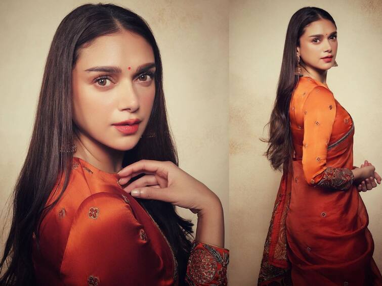 Aditi Rao Hydari Dazzles In Orange Organza Saree Check Out Her Instagram Post Aditi Rao Hydari Dazzles In Orange Organza Saree