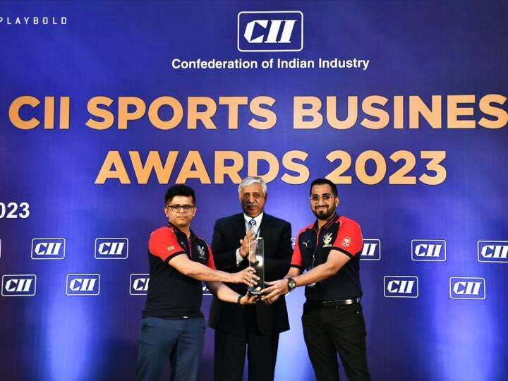 Royal Challengers Bangalore RCB won Sports Franchise of the year at CII Sports business award फील्ड पर कोई खिताब ना जीत पाने वाली RCB ने मैदान के बाहर मारी बाज़ी! इस खास अवॉर्ड पर लिखवाया अपना नाम