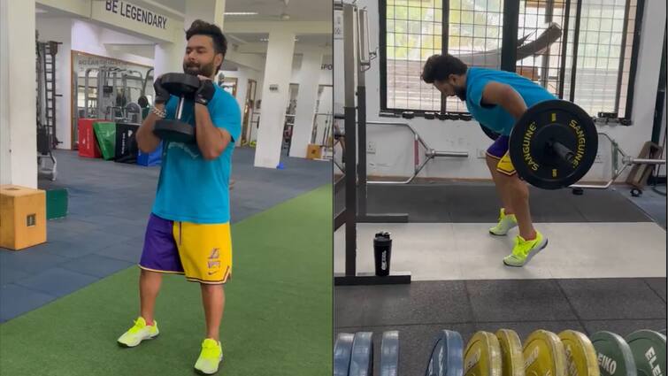 Rishabh Pant shares heavy gym workout video as he aims to get back to full fitness Rishabh Pant: ধীরে ধীরে সুস্থতার পথে, ভারোত্তোলন থেকে সাইক্লিং, কড়া জিম সেশনের ভিডিও শেয়ার করলেন পন্থ