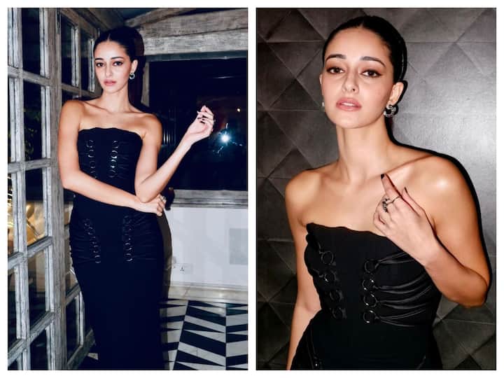 Ananya Panday attended the screening of Zoya Akhtar's The Archies wearing a black bodycon dress.