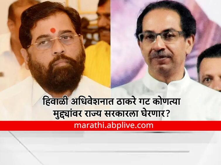 Maharashtra Winter Assembly Session Uddhav Thackeray vs Eknath Shinde in Nagpur Marathi News शिंदे-फडणवीस सरकारला घेरण्यासाठी ठाकरेंचा प्लॅन तयार; या पाच मुद्द्यांवर घेरण्यासाठी आमदारांना सूचना