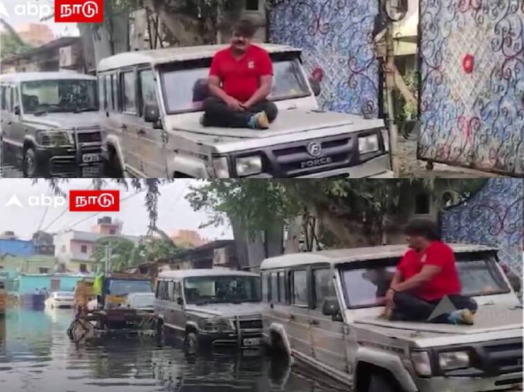 Actor Mansoor Ali Khan Shared a Video of his residential Place affected by Cyclone Michaung Check Video Actor Mansoor Ali Khan: ’எல்லாத்துக்கும் அரசை குறை சொல்ல முடியாது’ - கார் மீது ஏறி உதவி கேட்ட மன்சூர் அலிகான்!