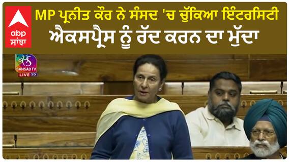 Loksabha | MP Preneet kaur ਨੇ ਸੰਸਦ 'ਚ ਚੁੱਕਿਆ ਇੰਟਰਸਿਟੀ ਐਕਸਪ੍ਰੈਸ ਨੂੰ ਰੱਦ ਕਰਨ ਦਾ ਮੁੱਦਾ
