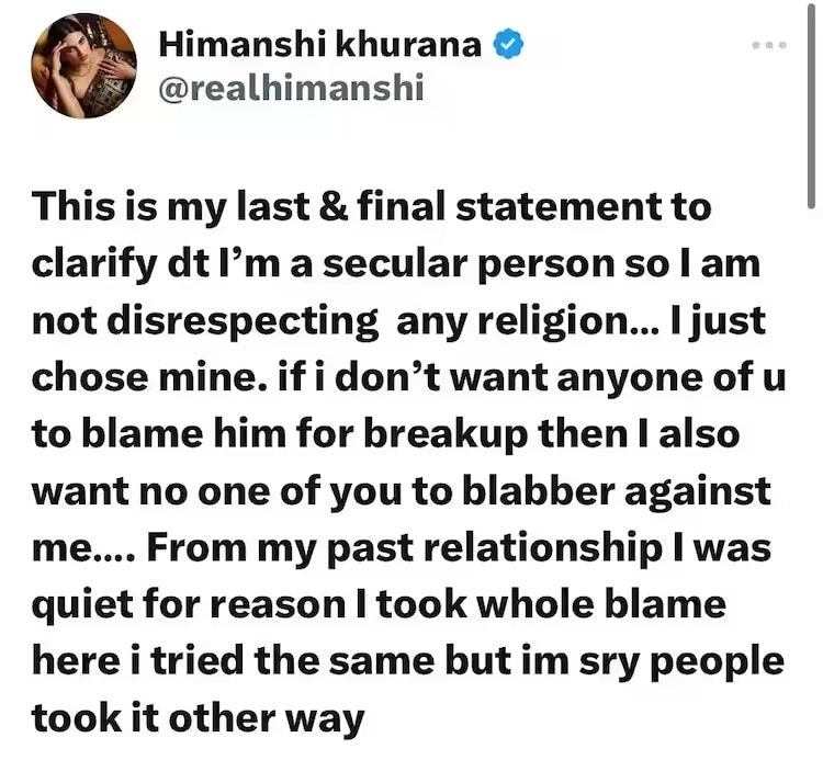 Himanshi Khurana Quits X Twitter Account After Sharing Screenshot Of Chat  With Asim Riaz About Breakup Reason | Himanshi Khurana ने शेयर किया Asim  Riaz संग चैट का स्क्रीनशॉट, ब्रेकअप पर दी