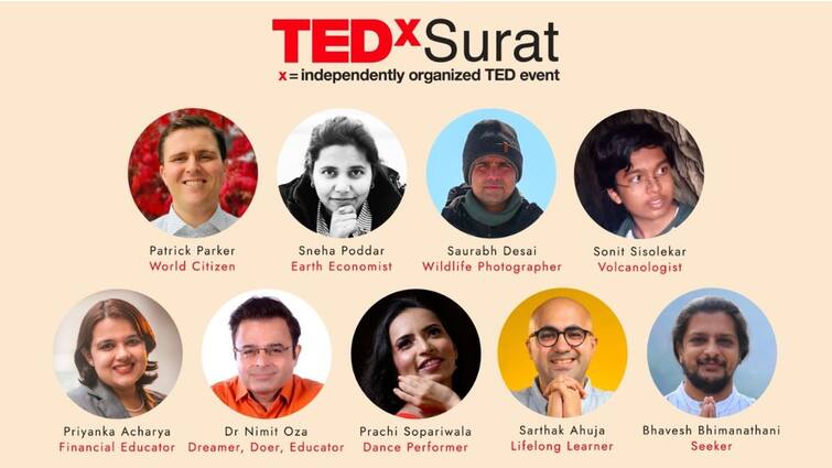 Ninth edition of TEDx Surat to take place at Sanjeev Kumar Auditorium on December 17 ટેડએક્સ સુરતની નવમી આૃત્તિ 17 ડિસેમ્બરે સંજીવકુમાર ઓડિટોરિયમમાં યોજાશે